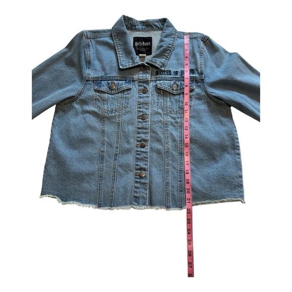 Harry Potter Deathly Hallows Girls Crop Denim Jacket - Size XL - Picture 12 of 16
